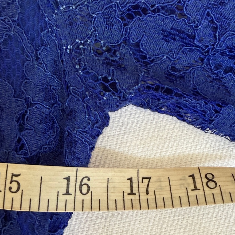 Diane Von Furstenberg Zarita Blue Lace 3/4 Sleeve Back Zip Sheath Size 4 - Picture 6 of 13